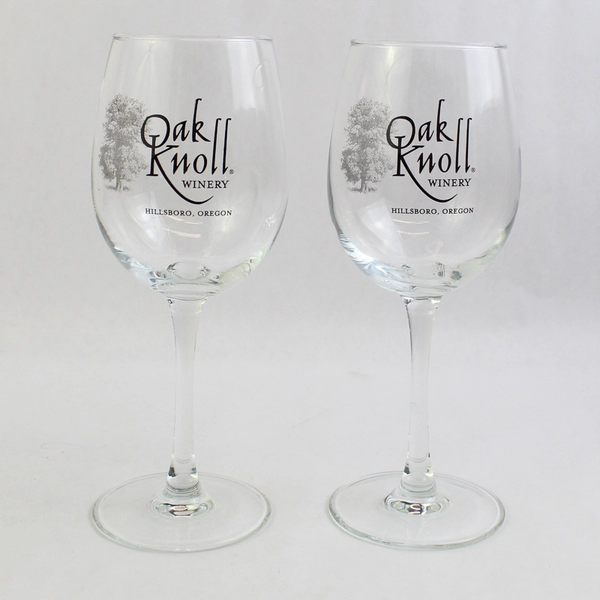 Set of 2 Oak Knoll Winery Crystal Wine Glasses Hillsboro Oregon