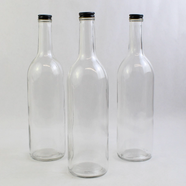 Lot of 3 Clear Glass 750ml Wine Bottles Screw Top For Wine Making