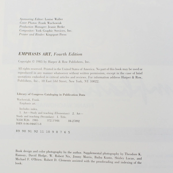 Emphasis Art A Qualitative Art Program Frank Wachowiak 1985 Harper & Row HC