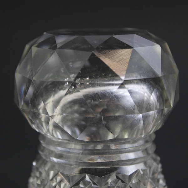 Vintage Crystal Sawtooth Rim Diamond Fan Toothpick Holder With Prism Base