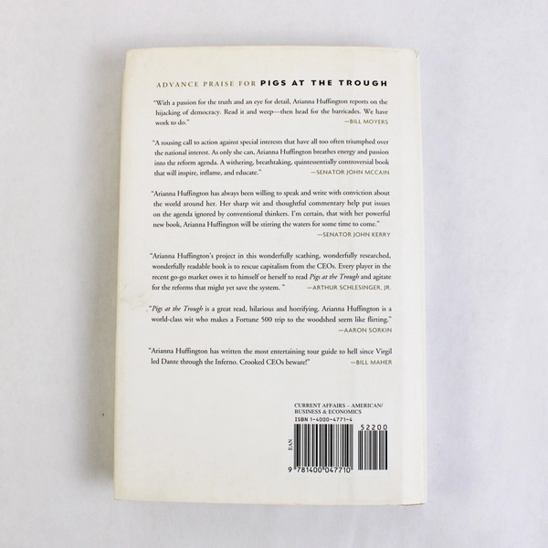 Pigs at the Trough by Arianna Huffington 2003 Hardcover Dust Jacket 1st Edition