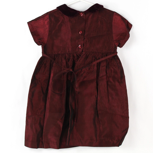Vintage Burgundy Velvet Christmas Dress 4T Girl's Holiday Outfit