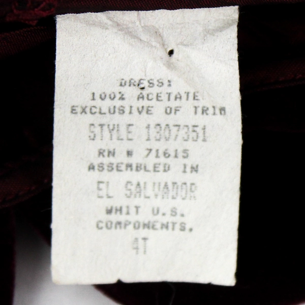 Vintage Burgundy Velvet Christmas Dress 4T Girl's Holiday Outfit