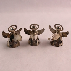 Set of 3 Vintage Home For The Holidays Silver Plate Angel Ornaments