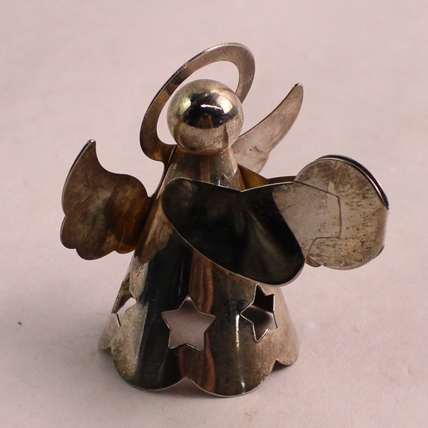 Set of 3 Vintage Home For The Holidays Silver Plate Angel Ornaments