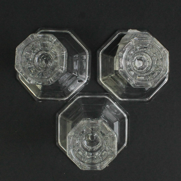 Lot of 3 Greenbrier International Clear Octagon Glass Taper Candle Holders