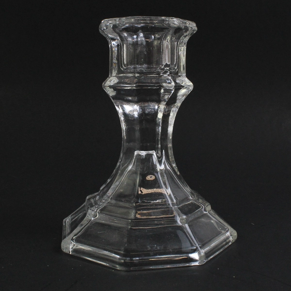 Lot of 3 Greenbrier International Clear Octagon Glass Taper Candle Holders