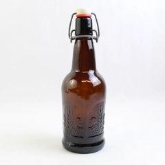 Salado Creek Amber Swing Top Beer Bottle Embossed Flowers