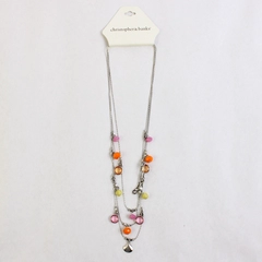 NWT Christopher & Banks Beaded Nautical Charms Multi-Strand Necklace Silver-Tone