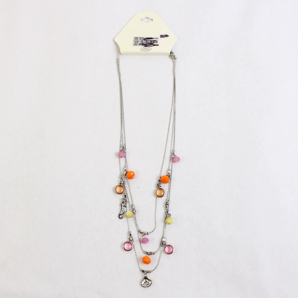 NWT Christopher & Banks Beaded Nautical Charms Multi-Strand Necklace Silver-Tone