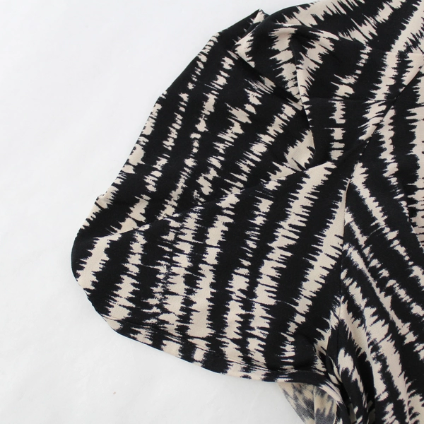 MaxAndCleo Women's Black Beige Striped Turtleneck Midi Dress Size L