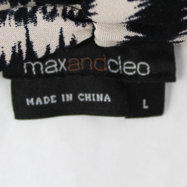 MaxAndCleo Women's Black Beige Striped Turtleneck Midi Dress Size L