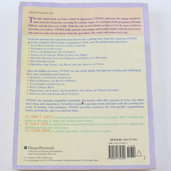 Twins Pregnancy, Birth & First Year of Life Book by Agnew Klein Ganon 1997