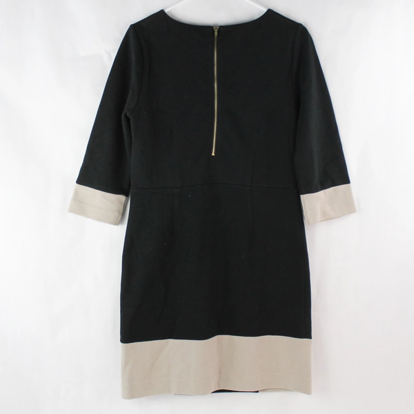Banana Republic Women's Black Midi Dress Beige Trim Size 8 - Pre-Owned