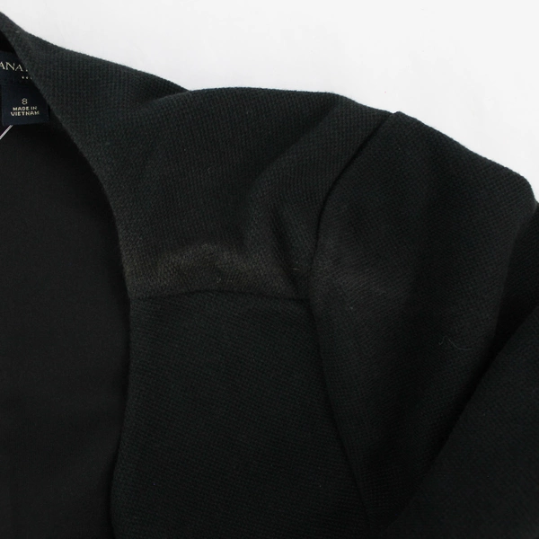 Banana Republic Women's Black Midi Dress Beige Trim Size 8 - Pre-Owned