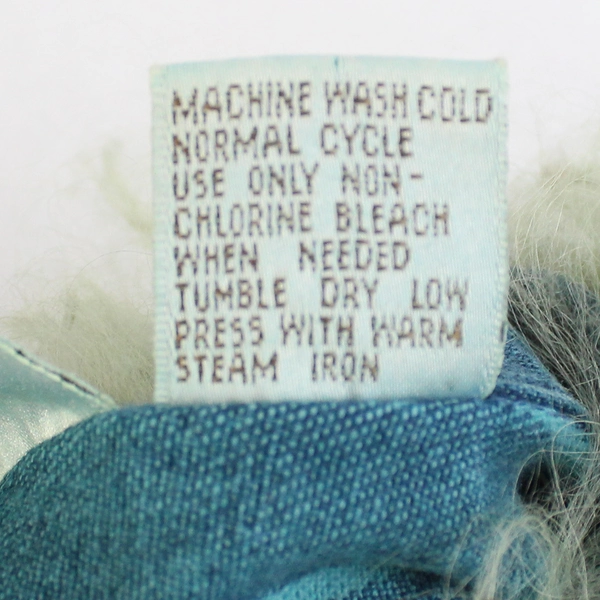 Copper Key Blue Striped Vest With Green Faux Fur Trim Women's Medium Flawed