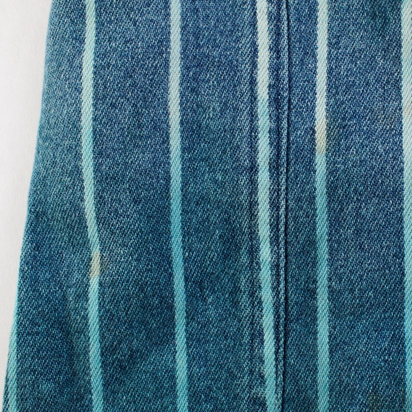 Copper Key Blue Striped Vest With Green Faux Fur Trim Women's Medium Flawed