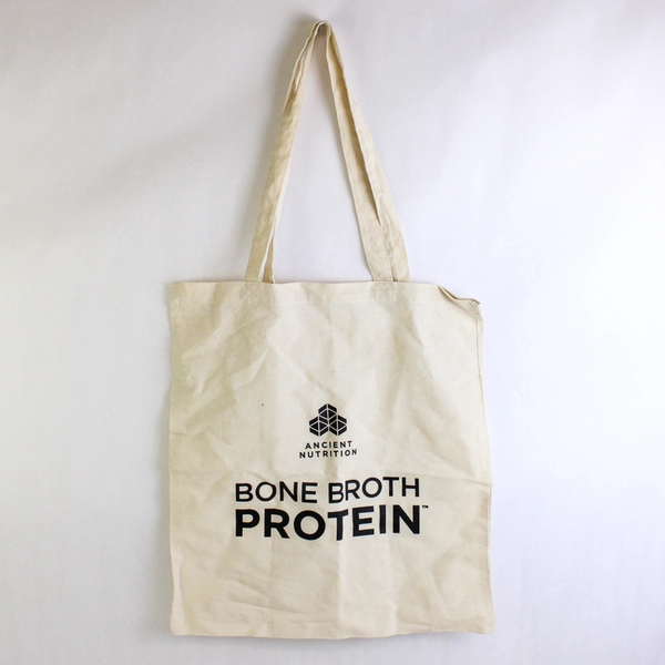 Lot of 3 Cream-Colored Reusable Fabric Tote Bags Varied Branding