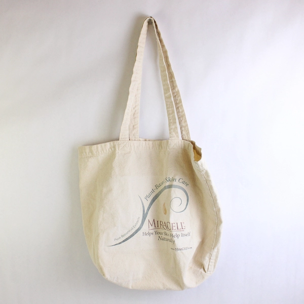 Lot of 3 Cream-Colored Reusable Fabric Tote Bags Varied Branding