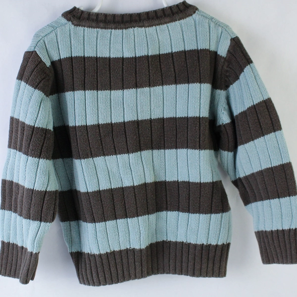 Gymboree Blue & Brown Striped Cable Knit Sweater XS - Very Good Condition
