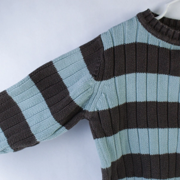 Gymboree Blue & Brown Striped Cable Knit Sweater XS - Very Good Condition