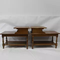 Vintage Set of 2 Heywood-Wakefield Step End Tables Colonial Maple