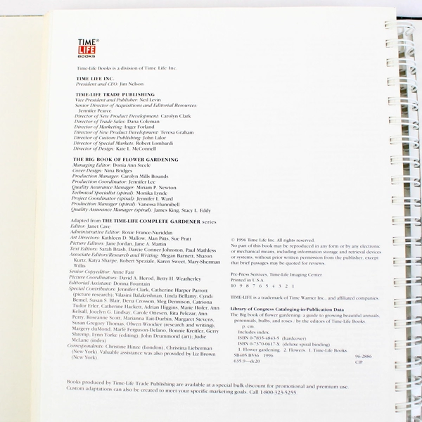 The Big Book of Flower Gardening 1996 Time Life Spiral Book