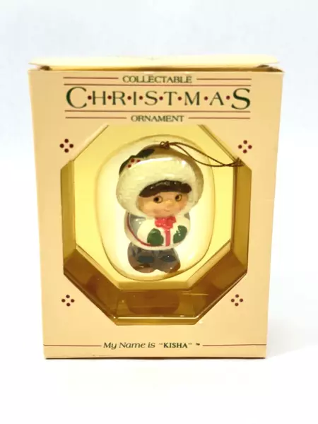 1985 Kisha Eskimo Christmas Ornament Union Wadding Co. Collectible in Box