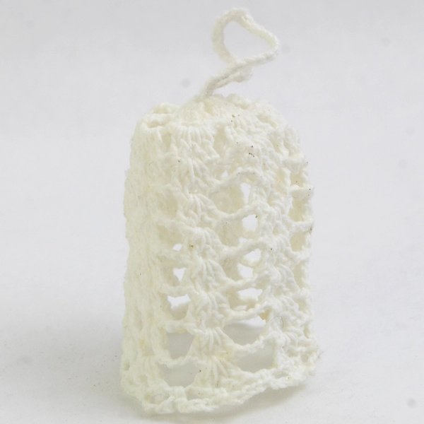 Set of 6 White Hand Crocheted Bell Christmas Ornaments