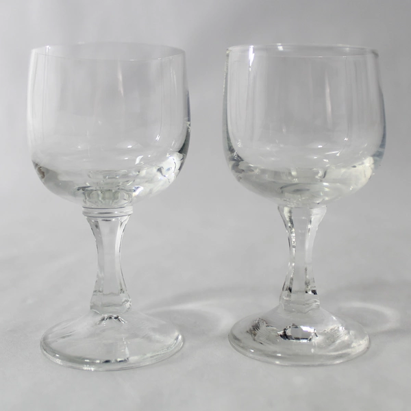Set of 2 Vintage Geometric Stem Shot Glasses - Clear Barware Collection