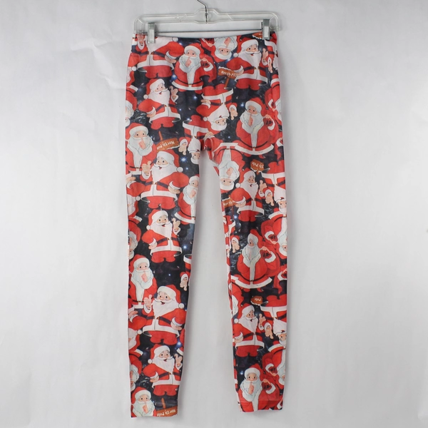 No Boundaries Girls' Santa Christmas Leggings Size L 11/13 Festive Holiday Wear