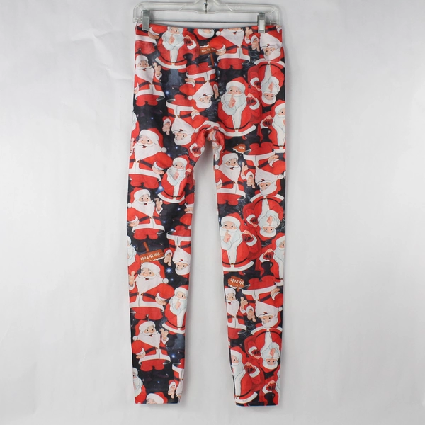 No Boundaries Girls' Santa Christmas Leggings Size L 11/13 Festive Holiday Wear