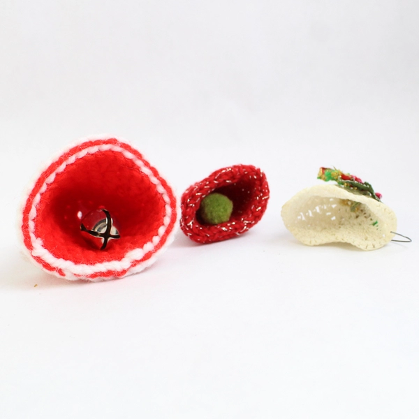 Lot of 9 Assorted Handmade Christmas Ornaments Stockings Snowman Bells