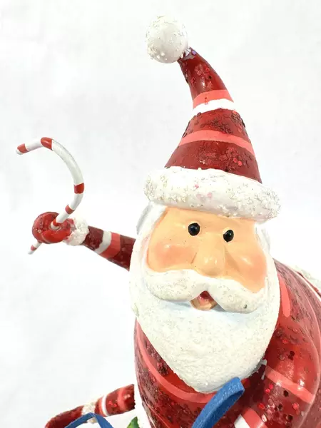 Heavy Glass Santa Figurine on Rocking Horse Holiday Decor - Vintage Charm