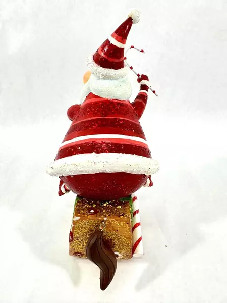 Heavy Glass Santa Figurine on Rocking Horse Holiday Decor - Vintage Charm