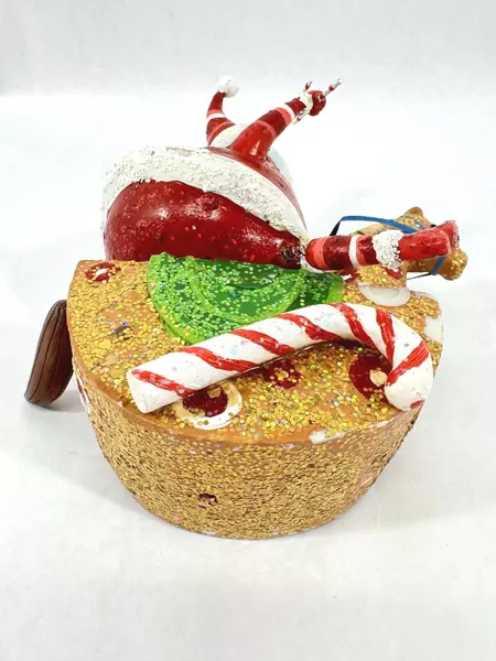 Heavy Glass Santa Figurine on Rocking Horse Holiday Decor - Vintage Charm