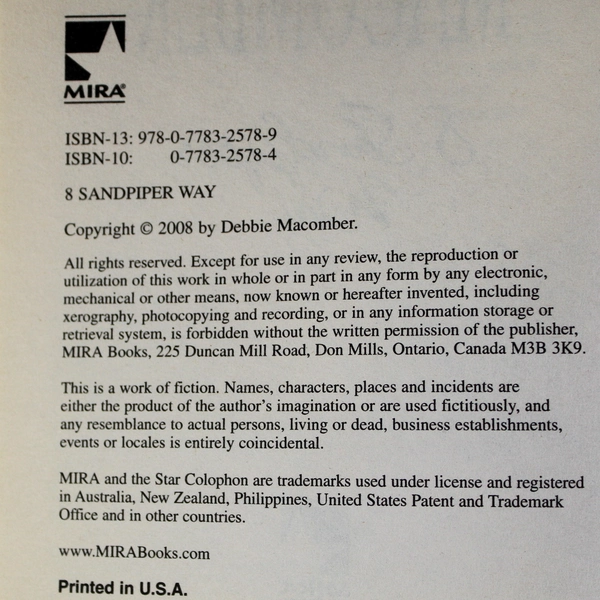 8 Sandpiper Way by Debbie Macomber 2008 MIRA Books Paperback