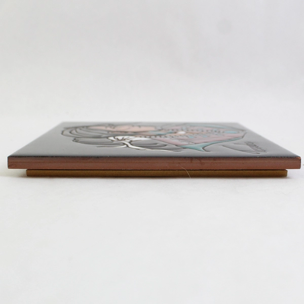 Cleo Teissedre Hand Painted Ceramic Tile Native American Woman