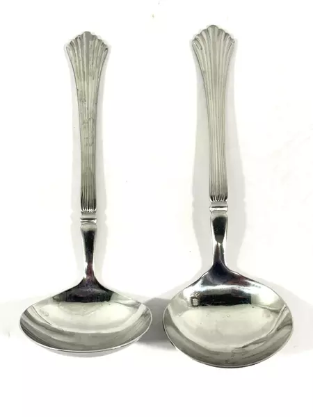 Lot of 2 Vintage Rogers Co. Stainless Steel Ladles with Ribbed Handles