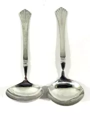 Lot of 2 Vintage Rogers Co. Stainless Steel Ladles with Ribbed Handles
