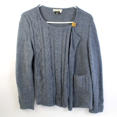 Indigenous One Weave Blue Cable Knit Wool Cardigan Women's Size Small