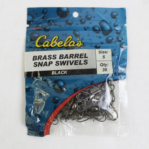 Two Packages of Unopened Cabela's Black Brass Barrel Snap Swivels Sizes 5 and 6