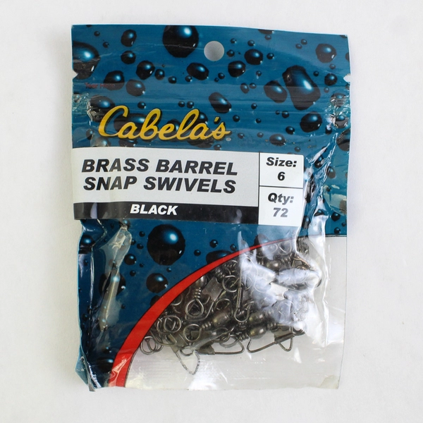 Two Packages of Unopened Cabela's Black Brass Barrel Snap Swivels Sizes 5 and 6