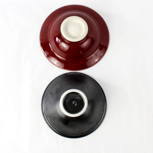 Lot of 2 Signed Dan Wheeler Studio Pottery Bowls - Red & Blue Set