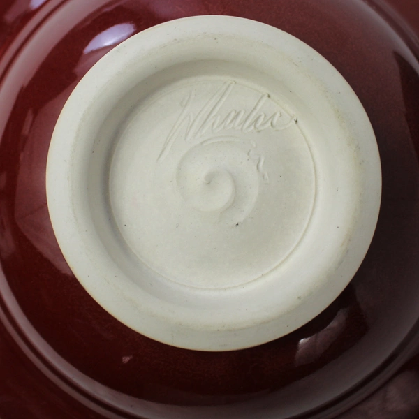 Lot of 2 Signed Dan Wheeler Studio Pottery Bowls - Red & Blue Set