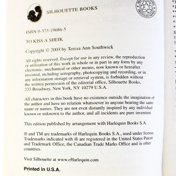 To Kiss a Sheik by Teresa Southwick 2003 Silhouette Books Paperback 