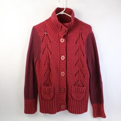Caslon Red Knit Turtleneck Cardigan Women's Size Petite Large