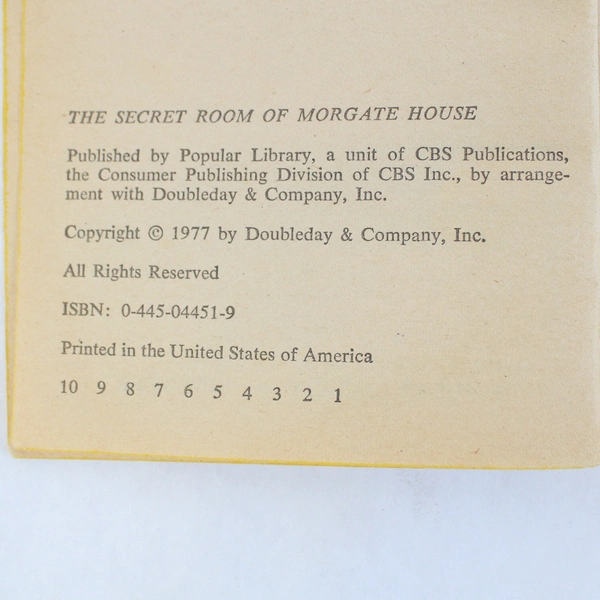 Secret Room of Morgate House by Elissa Grandower 1977 Paperback Novel