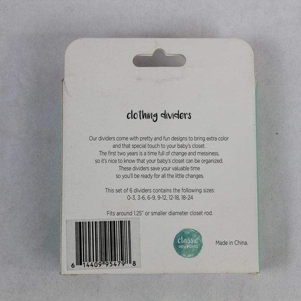 Lot of 6 Baby Kids Closet Clothing Dividers for 1.25" Rods - Organize Clothes!