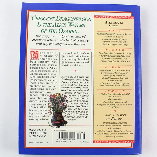 Dairy Hollow House Soup & Bread Cookbook by Crescent Dragonwagon 1992 PB